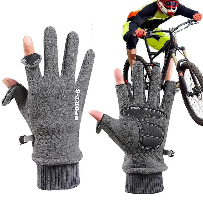Новые Теплые Перчатки для холодной погоды, Флисовые Перчатки для холодной погоды, Мужские Утолщенные Ветрозащитные перчатки для велоспорта на открытом воздухе