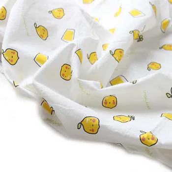 100% Выстиранная хлопчатобумажная ткань с принтом белого желтого лимонного льда, тонкая, для летнего платья ручной работы, рубашки, блузки, юбки.  5