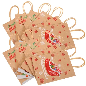 12 шт. Рождественский подарочный пакет, большие бумажные пакеты для подарков, крафт-конфеты для вечеринок  10