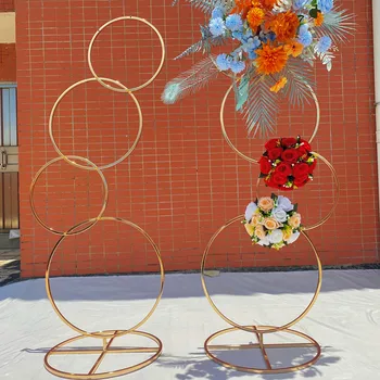 2 шт Свадебная арка Квадратный фон подставка для воздушных шаров Фон Блестящий металлический позолоченный наружный каркас дверной полки из искусственных цветов  5