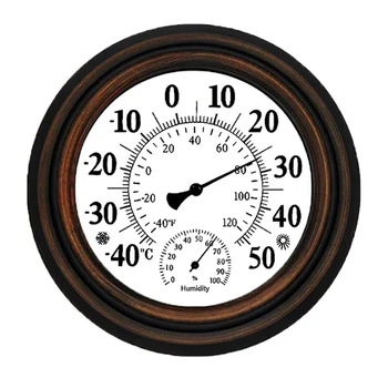 20 см Античный Внутренний Наружный Термометр Гигрометр Измеритель Температуры Влажности Настенные Часы Термометр Для Домашнего Декора Прост В Использовании  5
