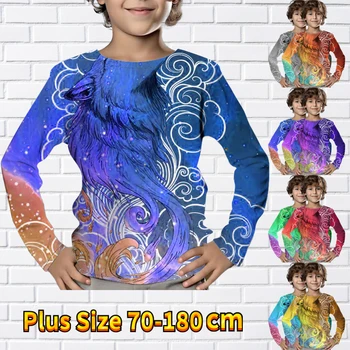 2023 Детская одежда, зимний детский винтажный топ с круглым вырезом и длинными рукавами, модный пуловер для мальчиков, осенняя повседневная футболка  10