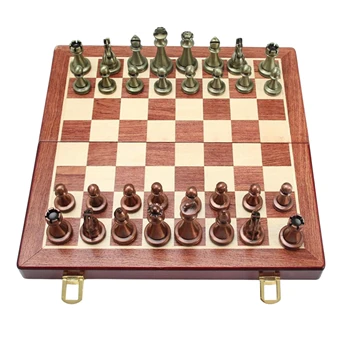 30-сантиметровый складной шахматный набор с металлическими шахматными фигурами 2,6 дюйма.  5