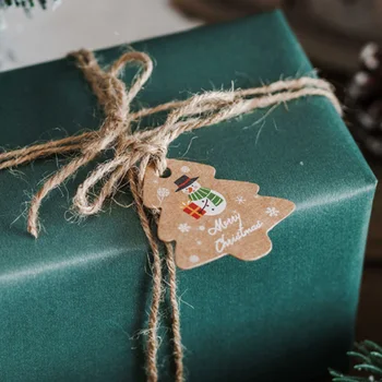 48шт Веселых Рождественских тегов, подарочная этикетка из крафт-бумаги, бирки для подвешивания своими руками, декор для подарочной упаковки, Подарочная карта, Рождественские сувениры, принадлежности  5