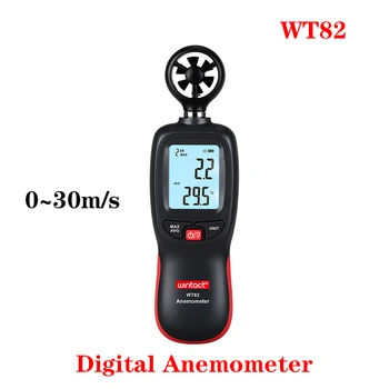 5ШТ Цифровой анемометр WINTACT WT82 Ручной ветрометр Измеритель скорости ветра Измерение температуры ЖК-дисплей Автоматический тахометр  4