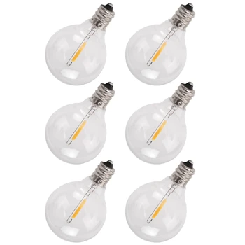 6 шт. сменных светодиодных ламп G40, небьющиеся светодиодные лампы-глобусы на винтовой основе E12 для солнечных гирлянд теплого белого цвета  10