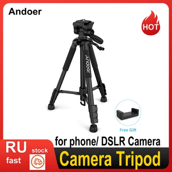 Andoer TTT 663N 57,5-дюймовый Штатив для Камеры для Фотосъемки Видео для Телефона DSLR SLR с Сумкой Для Переноски, Зажимом Для Телефона  5