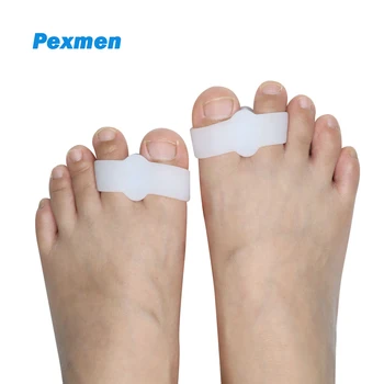 Pexmen 2/4 / 10шт Гелевые разделители для пальцев ног с 2 петлями, корректор для большого пальца стопы, прокладка для защиты большого пальца стопы от боли в большом пальце стопы и перекрытия пальцев  10