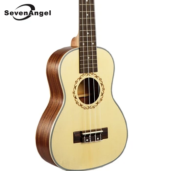 SevenAngel 21-дюймовая Гавайская гитара с Грифом из розового дерева, 4 струны, Гавайская гитара, Электрическая Гавайская Гитара со Звукоснимателем, Верхняя панель из ели Ингмана  4