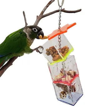 Акриловая Кормушка для попугаев Креативный Подвесной Прозрачный Держатель для лакомств для птиц Коробка для корма для попугаев Для Неразлучников  10