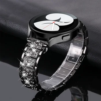 Бриллиантовый ремешок для Samsung Galaxy Watch 6/4/Classic/5/pro/Active 2 40 мм 44 мм Металлический 20 мм 22 мм браслет-звено huawei gt 2-3-pro band  10