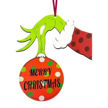 Веселая Рождественская дверная вывеска, Забавные пальчиковые знаки для рождественской елки ярких цветов, Настенные художественные принадлежности, украшения для оконных стен.  5