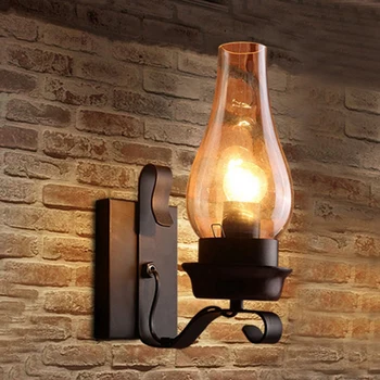 Винтажный настенный светильник в деревенском стиле из стекла и декоративный светильник для спальни (не содержит лампочек)  5