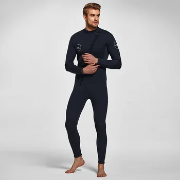 Гидрокостюм для мужчин, 3 мм неопреновые гидрокостюмы, водолазный костюм на молнии спереди, сохраняющий тепло, купальник для подводного плавания, дайвинга, серфинга, плавания  5