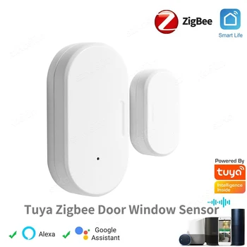 Датчик двери Окна Tuya Zigbee Умный дом Пульт дистанционного управления автоматизацией охранной сигнализации Работает с приложением Alexa Google Home Smart Life  2