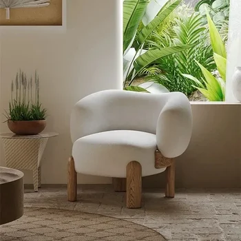 Диваны для гостиной Nordic Single Ins Кресло Балкон Кресло для отдыха из массива дерева Шезлонг Креативный Ленивый диван Мебель для дома  5
