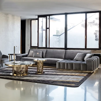 Дизайнерская матовая ткань в скандинавском стиле, итальянская роскошная вилла, гостиная, минималистичная комбинированная модель дивана  5
