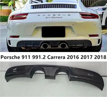 Диффузор заднего бампера для Porsche 911 991.2 Carrera 2016 2017 2018 Спойлер на двери багажника из настоящего углеродного волокна  5