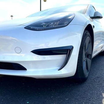 Для Tesla Модель 3 2017-2021 ABS передний бампер Передняя задняя противотуманная фара накладка на рамку лампы Наклейка на накладку противотуманной фары  5
