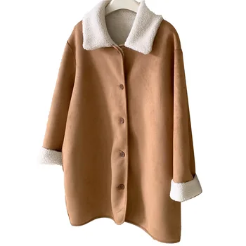 Женское Замшевое пальто из меха ягненка  10