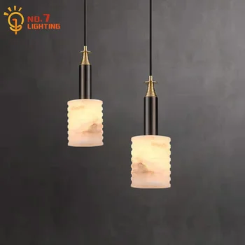 Китайские классические Современные подвесные светильники из испанского мрамора LED E14 Роскошный Простой Золотой / черный подвесной светильник Прикроватный бар в спальне Кабинет  5