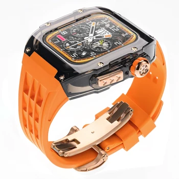 Комплект модификации Прозрачный Чехол-Резинка для Apple Watch 9 8 7 6 5 4 SE 44 мм 45 мм для Iwatch серии 9 8 Ultra 2 Ремешок 49 мм  10