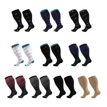 Компрессионные чулки с принтом для женщин и мужчин, поддерживающие чулки с градуировкой, компрессионные носки до колена, подарки  10