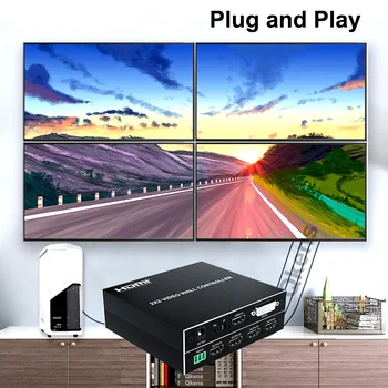 Контроллер видеостены 2x2 HDMI 1080P 60Hz 1X2 1X4 1X3 2X1 3x1 с Многоэкранным процессором 4-Полосный ТВ-Настенный Видеосъемщик с поворотом на 180 °  5
