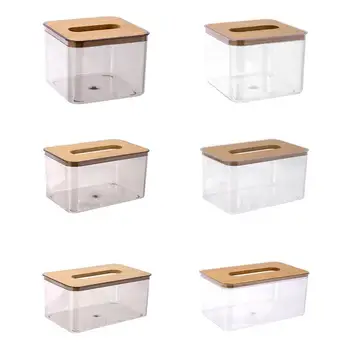 Коробка для салфеток Деревянная крышка Прозрачная коробка для салфеток Без специфического запаха Органайзер для туалетной бумаги для ванной Комнаты Ресторан Кухня  10