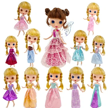 Красочное платье принцессы, модная кукольная одежда для Blythe, кукольное платье для Neo Blythe, аксессуары 1/6, наряды для кукол Licca  5