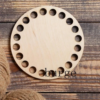 Круглая форма с деревянным дном, Деревянная основа, корзина для пряжи для футболок, вырезанная лазером с отверстием, Деревянное дно для корзин для вязания крючком, сделай сам, погреться  0