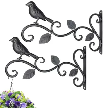 Металлическая подвесная корзина для цветов из кованого железа, подвесная вешалка для растений, настенный крючок для украшения стен дома, сада, цветочного горшка, балкона  10