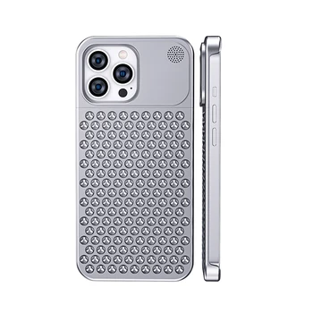 Металлическая полая баночка из алюминиевого сплава Подходит для Apple 14 Pro Max Case чехол для мобильного телефона new anti-fall 13pro breathable cooling pro  5