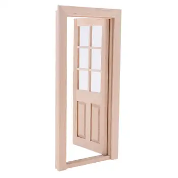 Миниатюрная деревянная дверь для поделок из сказочного сада, аксессуаров для кукольных домиков, подарков для детей  4