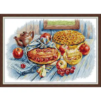 Наборы для вышивки крестом Apple Cherry Pie Aida 14CT 11CT, Печать на холсте, Рукоделие, Вышивка, Набор для рукоделия, Декор для кухни, Подарки  10