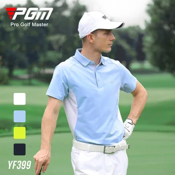 Одежда для гольфа PGM, мужская футболка с короткими рукавами, спортивная эластичная модная мужская рубашка из ткани  5