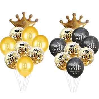 от 40 до 80 лет Воздушный шар на день рождения Украшения вечеринки по случаю Дня рождения Воздушные шары для взрослых Золотой Черный Принадлежности для вечеринки по случаю Дня рождения Набор воздушных шаров  5