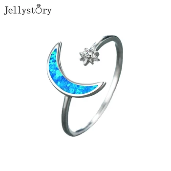 Открытые кольца Jellystory Star Moon с опалом Для женщин из настоящего серебра 925 Пробы, Разноцветный Драгоценный камень Циркон, Украшения на Годовщину свадьбы.  10