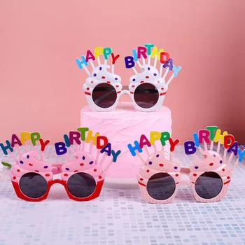 Очки для вечеринки по случаю Дня рождения, реквизит для фотосъемки, солнцезащитные очки в виде рожка мороженого, украшение с Днем рождения, очки для детей в пользу взрослых  5
