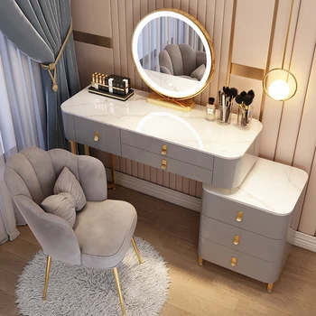 Передвижной Роскошный столик для макияжа В углу гостиной, Многофункциональное зеркало, туалетный столик, мебель для спальни в скандинавском стиле  5