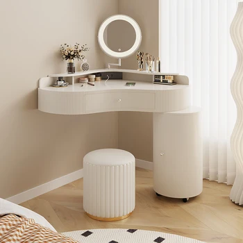 Подвесной туалетный столик в кремовом стиле, современный простой Интеллектуальный Многофункциональный столик для макияжа в спальне  10
