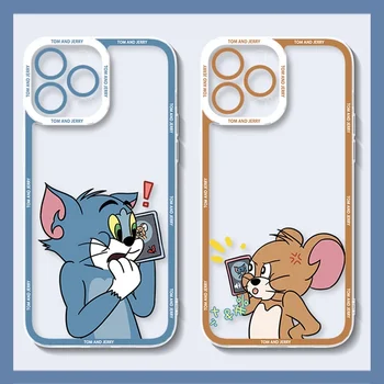 Прекрасный Прозрачный Чехол Tom And Jerry для iPhone 15 14 11 Pro Max 13 12 Mini XR XS X 8 7 6 6S Plus SE 2020 Противоударный Мягкий Чехол Funda  5