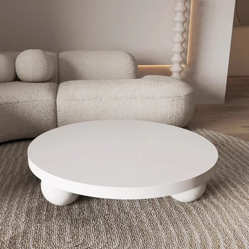 Приставной столик Японского дизайна Круглый Простой Белый Современный Низкий журнальный столик в гостиной Мебель для дома Salontafel Voor Woonkamer  10