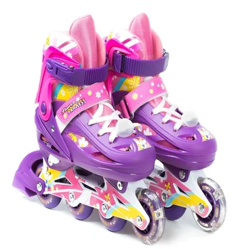 Роликовые коньки Flower Princess для девочек со светодиодными шнурками и колесом, маленький молодежный размер  5