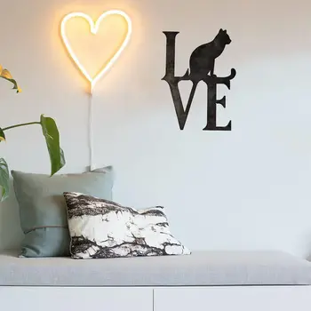 Слово любви с изображением кошки из металла для любителей кошек, Декор стен из металла Love Cat для домашней гостиной / Домашний декор  10