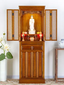 Современное Святилище Будды с Дверным Алтарем, Домашнее Святилище, Шкаф для одежды, Алтарь, Шкаф Будды, Простое Массивное дерево  10