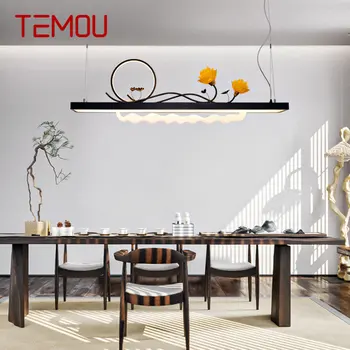 Современный подвесной светильник TEMOU, креативный Китайский потолочный светодиодный Светильник, 3 цвета, Люстра, Декор для столовой Чайханы  10