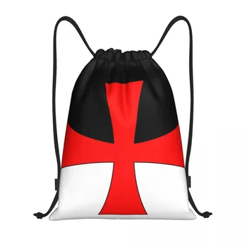 Сумки-рюкзаки с завязками с флагом рыцарей Тамплиеров, сумки для женщин и мужчин, легкий спортивный рюкзак с крестом Средневекового воина, сумки для йоги  10