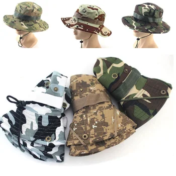Тактическая военная летняя солнцезащитная шляпа Boonie Солнцезащитная кепка Камуфляж Охота Туризм рыбалка Спорт на открытом воздухе Кепка для джунглей  5