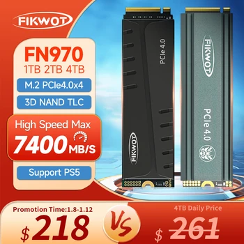 Твердотельный накопитель Fikwot FN960/FN970 M.2 SSD 512 ГБ 1 ТБ 2 ТБ Со скоростью до 7400 Мбит/с PCIe 4.0x4 NVMe с Внутренним радиатором для настольных ПК PS5  5